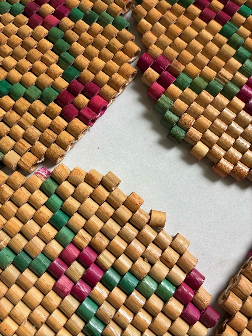 Vintage Wooden Bead Trivets, Set of 4